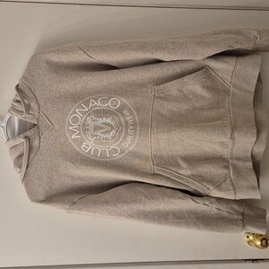 Club Monaco Oatmeal Crest Logo Hoodie Size Large